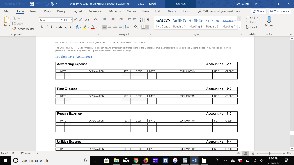 Font Paragraph Styles Editing Voice MODULE 4- THE GENERAL JOURNAL, GENERAL LEDGER,