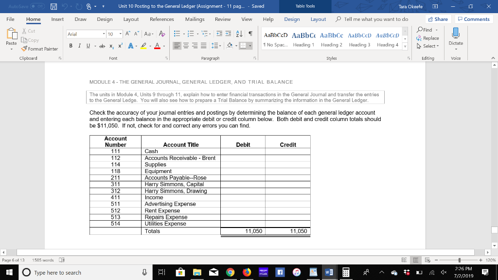 AND TRIAL BALANCE The units in Module 4, Units 9 through 11,