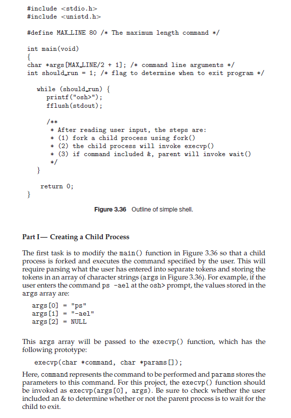 Write a custom shell program as described in the textbook: Programming Project