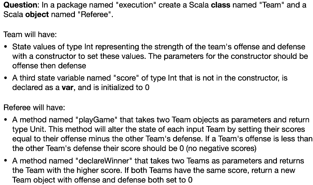 (Program in SCALA and please use a main method to call the
