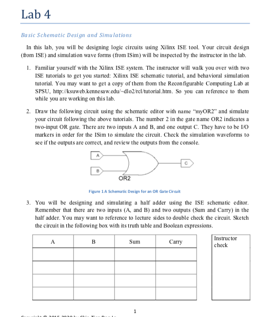  Lab 4 Basic Schematic Design and Simulations In this lab, you
