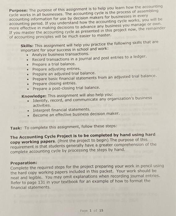  This is a one whole project. . Purpose: The purpose of