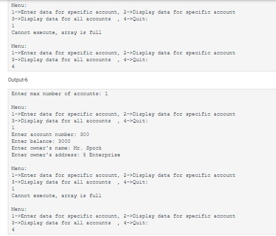 to an account and list the data related to accounts. The data