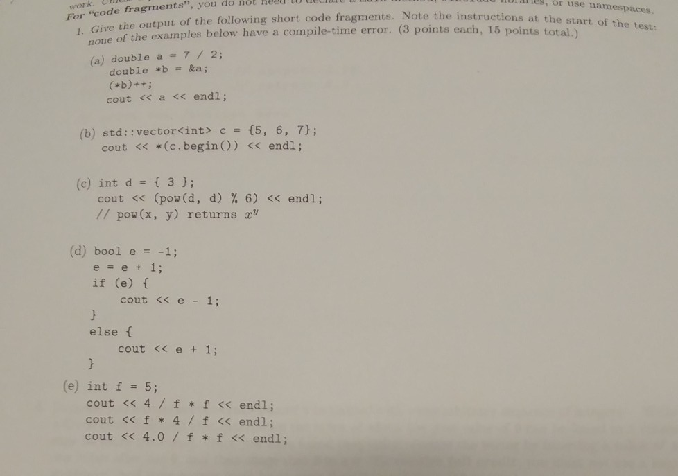  plz solve no1 work UHL For "code fragments", you do no