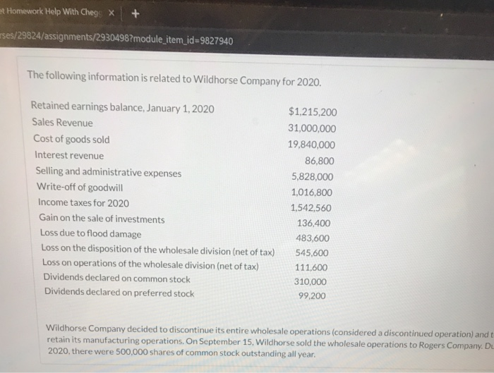 help finishing this et Homework Help With Cheg + X rses/29824/assignments/2930498?module_item_id=9827940 The