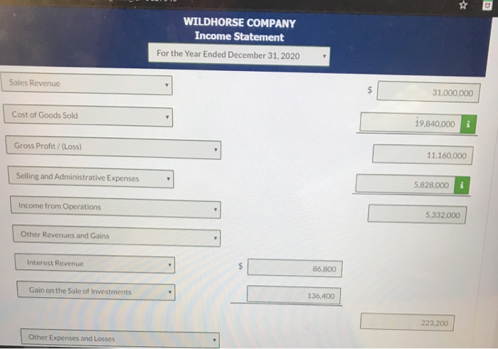 following information is related to Wildhorse Company for 2020 Retained earnings balance,