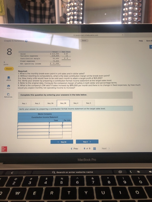 month follow 1 What is the monehly break-even point in unit sales
