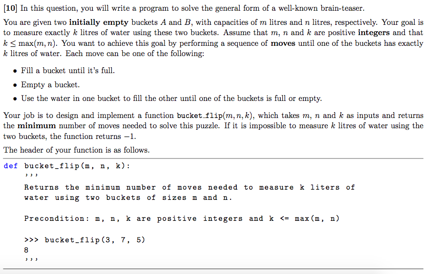  [10] In this question, you will write a program to solve