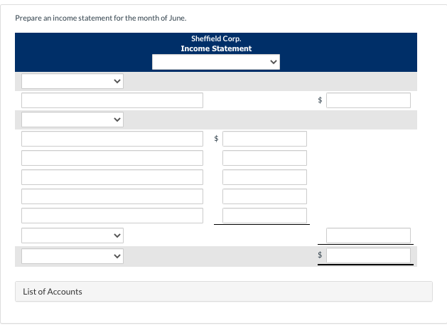 at June 30, 2017, and the revenues and expenses for the month