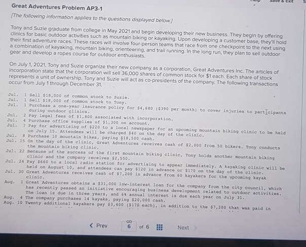  only for december 31! Save EXIT Great Adventures Problem AP3-1 [The