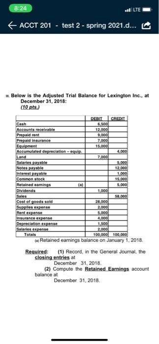  8:24 | UE + ACCT 201 - test 2 - spring