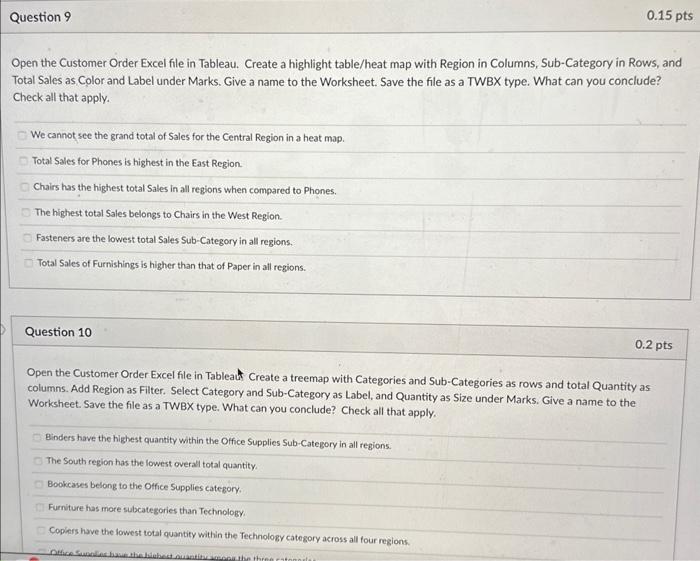  Open the Customer Order Excel file in Tableau. Create a highlight