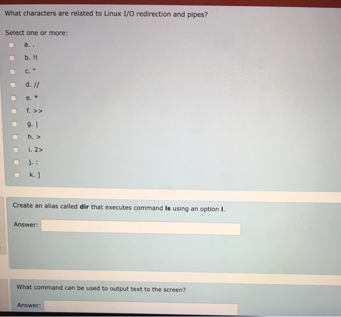  Linux. Ubuntu What characters are related to Linux I/O redirection and