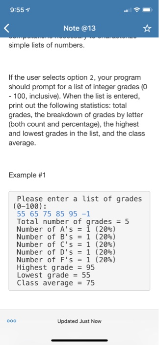  Java please 9:55 Note @13 simple lists of numbers. If the