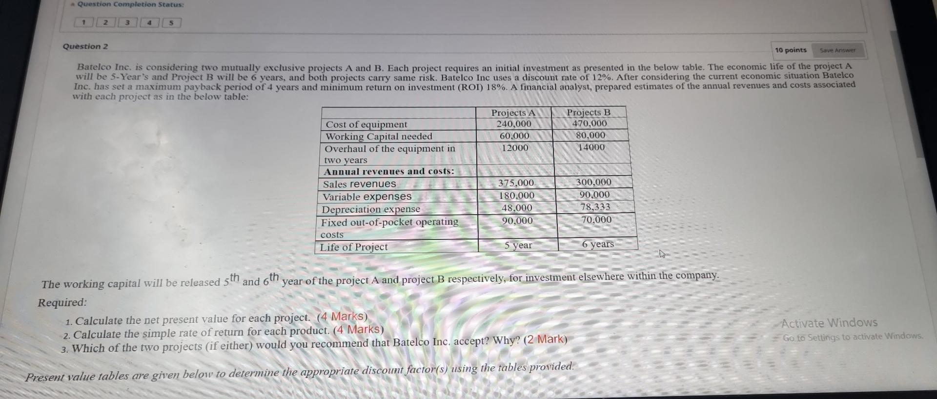  Please I need it as soon as possible Question Completion Status: