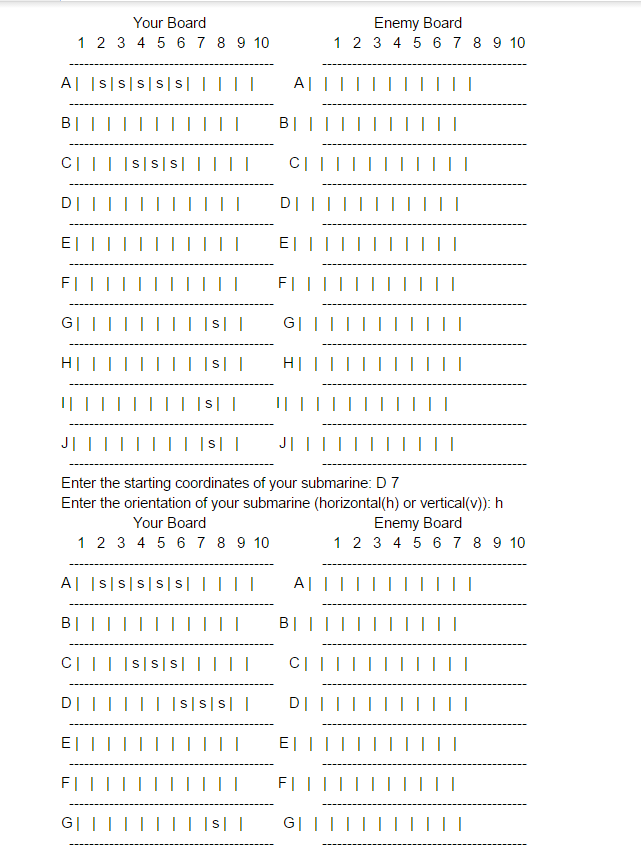 Global constants storing the size of each of the 5 ships Global