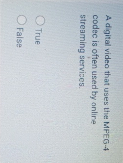  A digital video that uses the MPEG-4 codec is often used