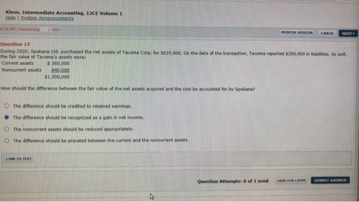  Kieso, Intermediate Accounting, 12CE Volume 1 Help System Announcements 8:36 PM
