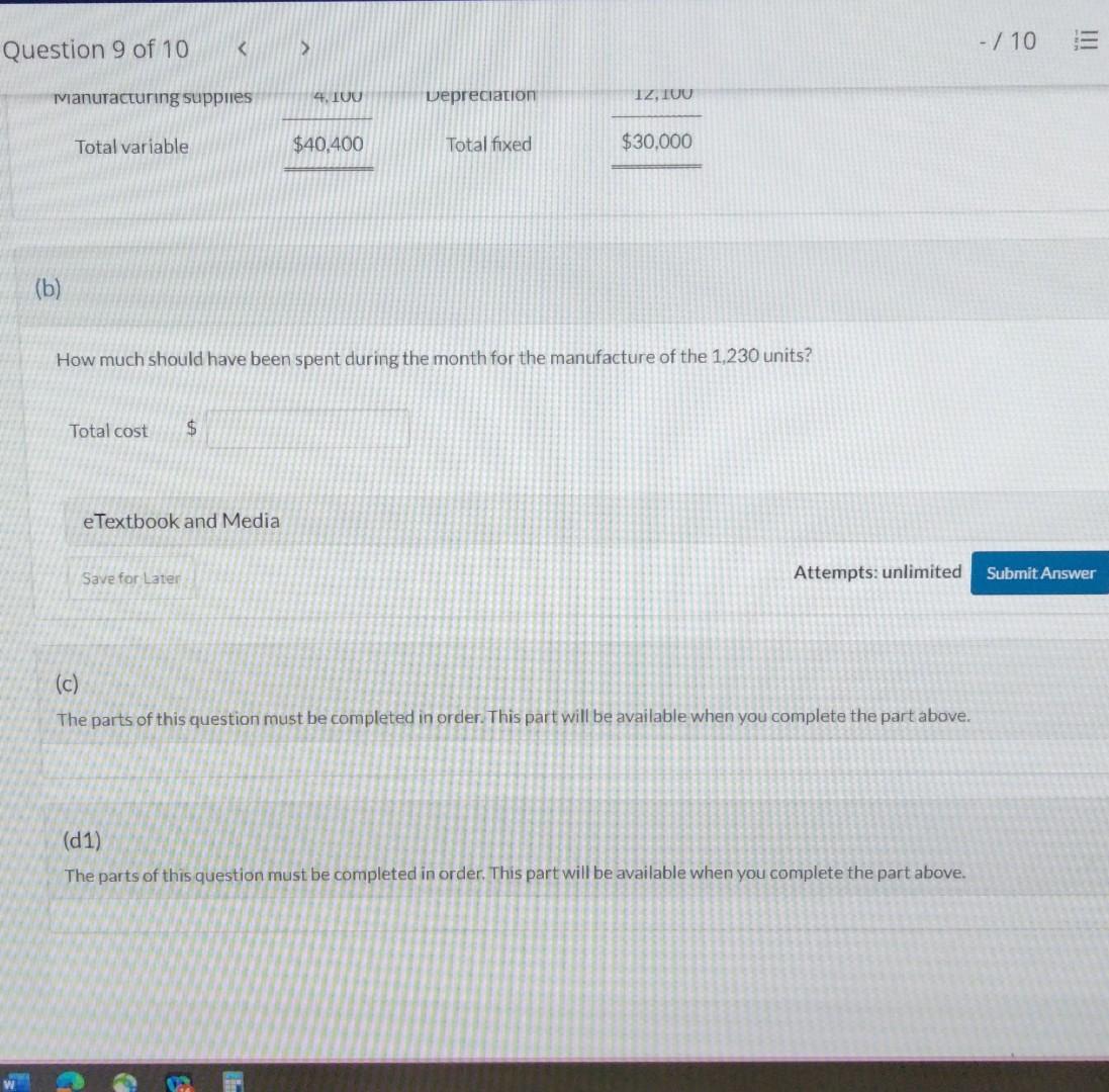 contains the following items. The budget was based on an estimated 1,640