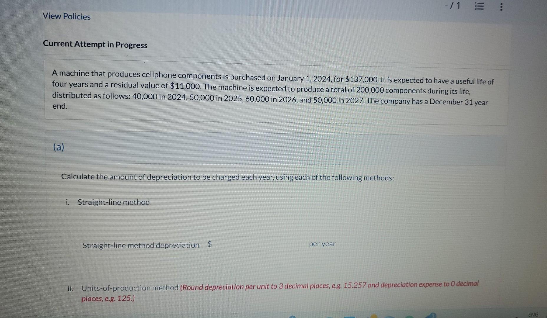  Current Attempt in Progress A machine that produces cellphone components is