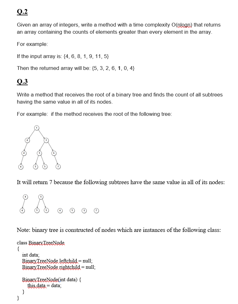  Q.2( solve using java) Given an array of integers, write a