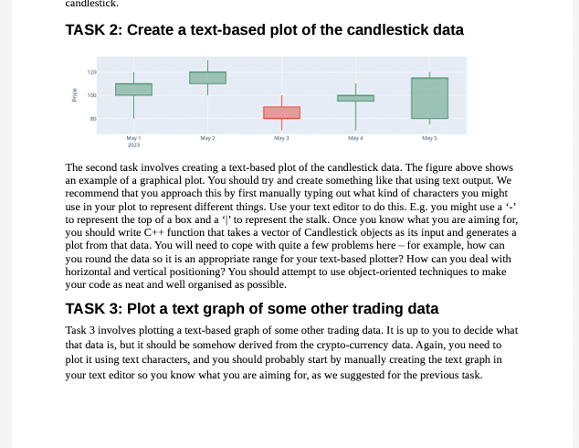  TASK 2: Create a text-based plot of the candlestick data The