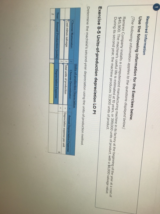  Required information Use the following information for the Exercises below. (The