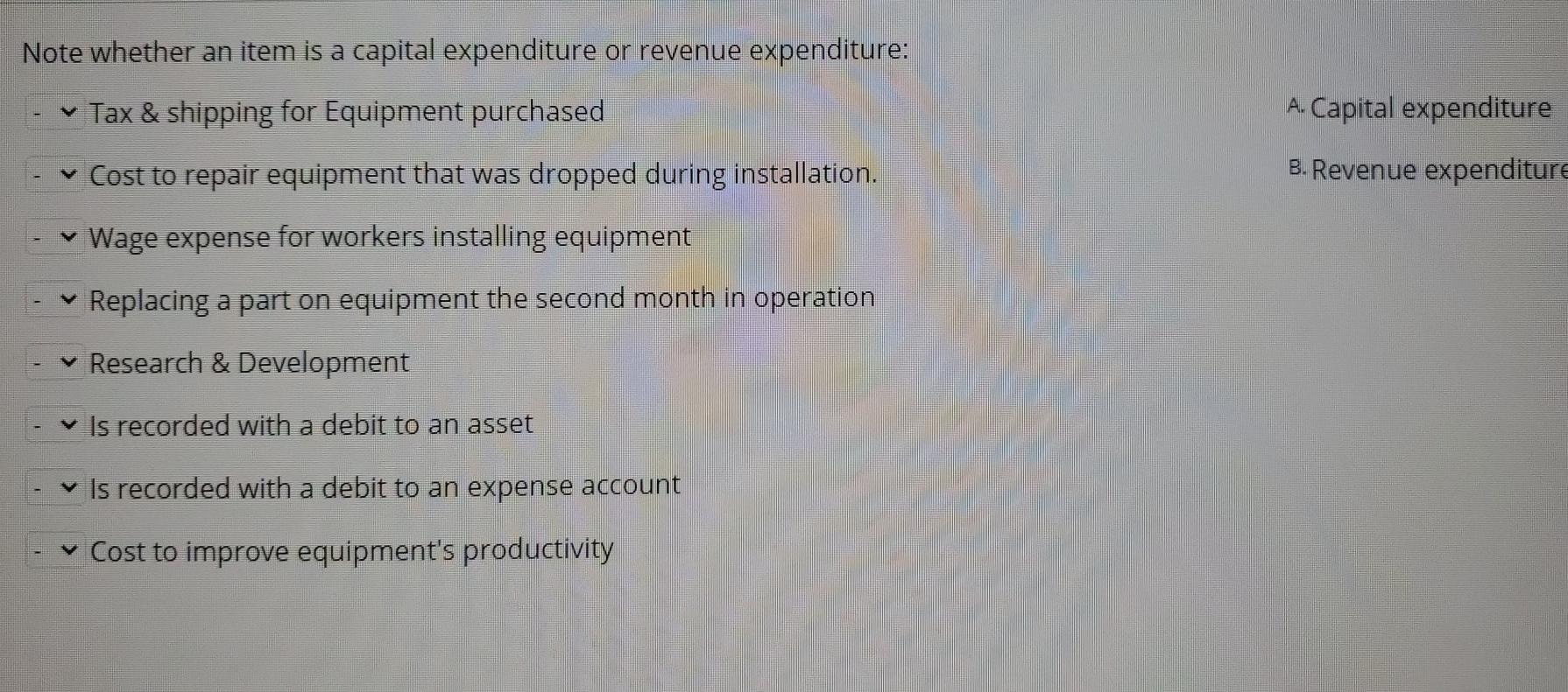 please awnser the full thing thanks! Note whether an item is