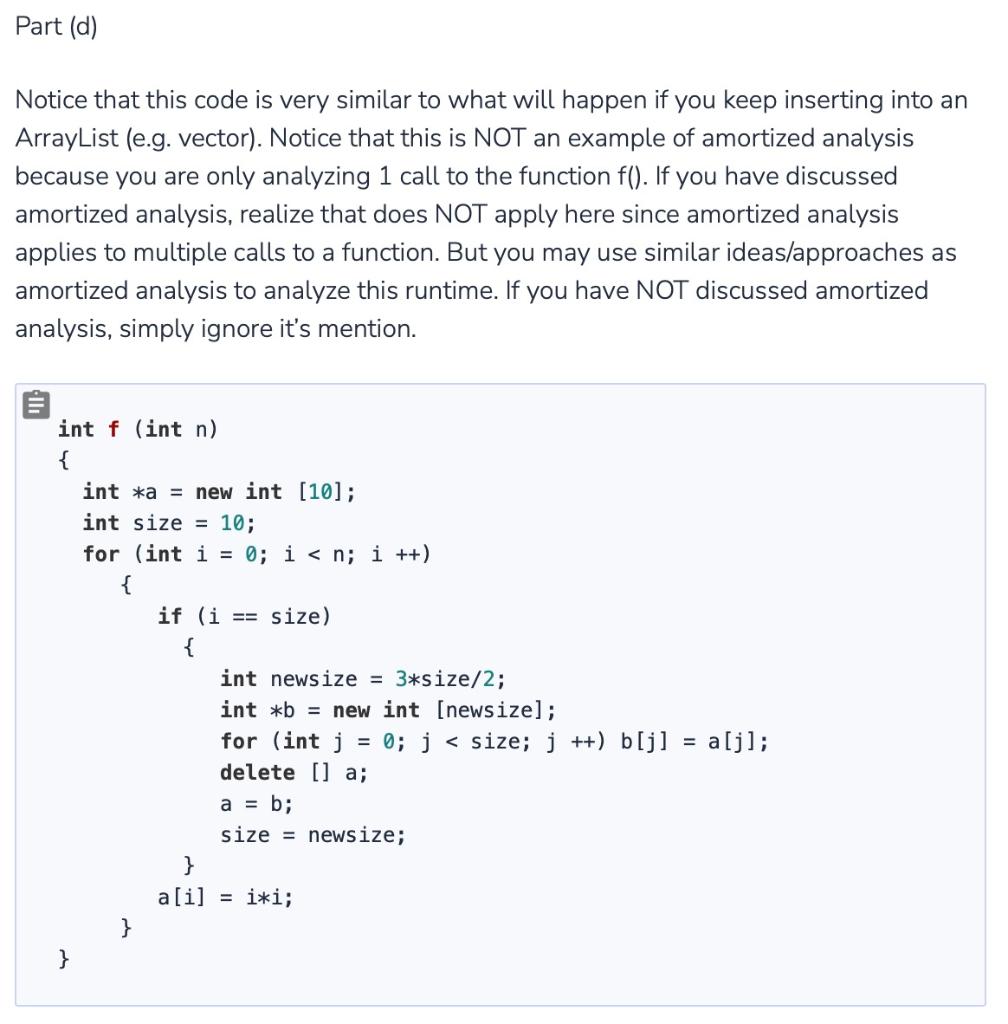 of the input (here, n ). Submit your answers as a PDF