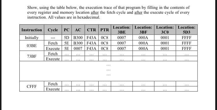following questions. 1. In a hypothetical computer, the processor has four registers: