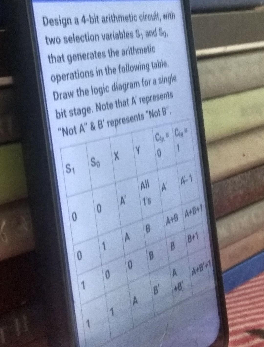 Digital Logic and Design Design a 4-bit arithmetic circult , with two