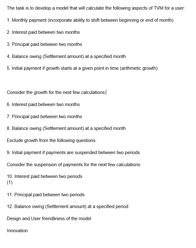 I need assistance in creating a financial model on excel. The task