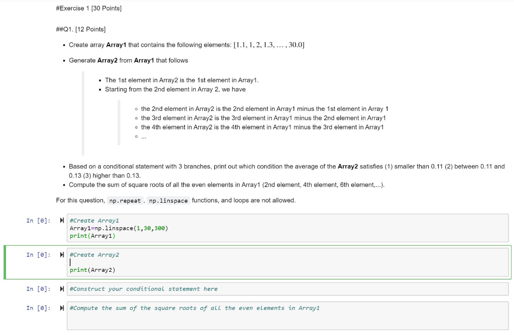  Please only solve ##Q2. I provided the first part for Array1.