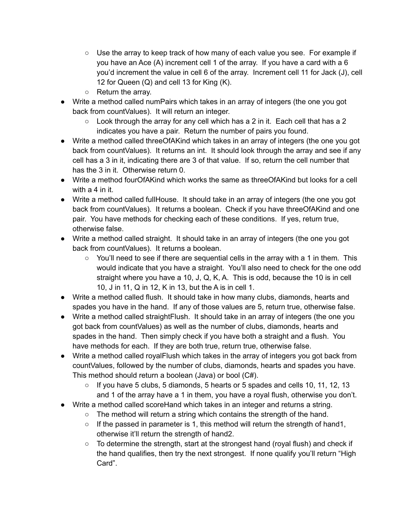 h1.add("10 of Hearts"); return h1; } public static ArrayList testHand2() { ArrayList
