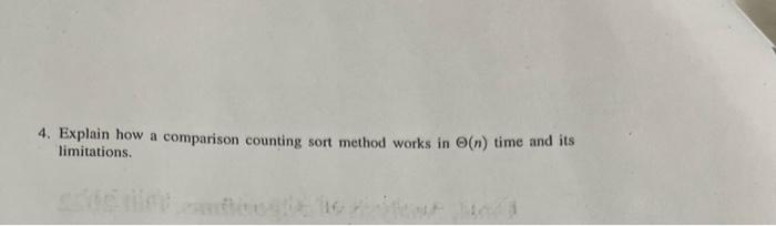 algorithm & analysis 4. Explain how a comparison counting sort method works