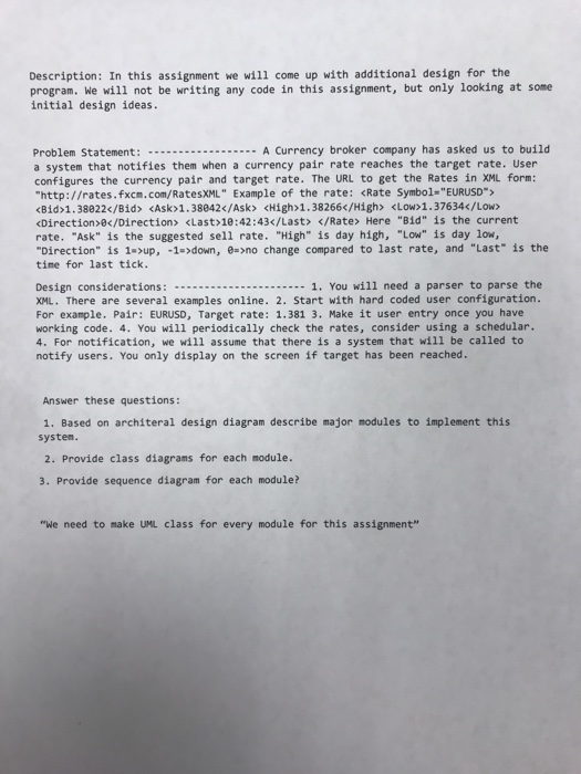  Please answer ASAP Description: In this assignment we will come up