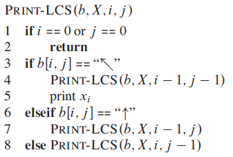 gives an algorithm in pseudo code to construct a LCS, as shown