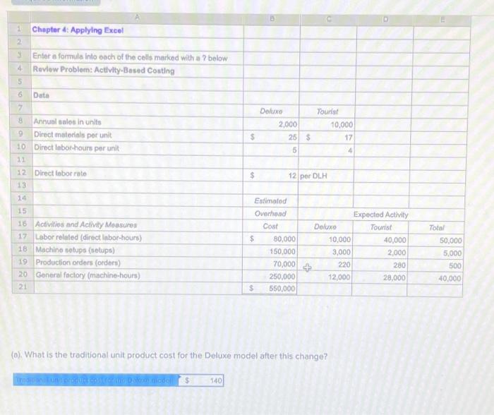 choice please and thankyou. (a). What is the traditional unit product cost