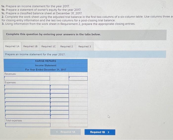 financial statements LO C3, P2, P3 The adjusted trial balance of Karise