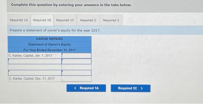 Repairs on December 31, 2017, follows Credit Debit $115, eee 1,400 2,400