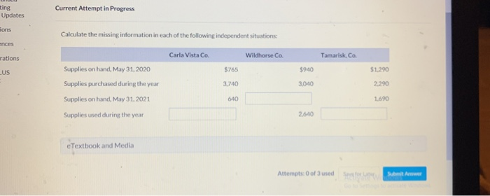  ting Current Attempt in Progress Updates Tons Calculate the missing information