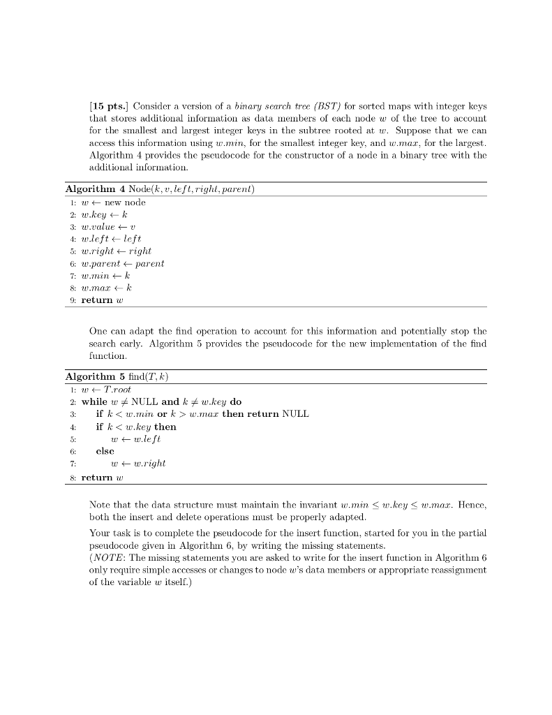 "Consider a version of a binary search tree (BST) for sorted maps