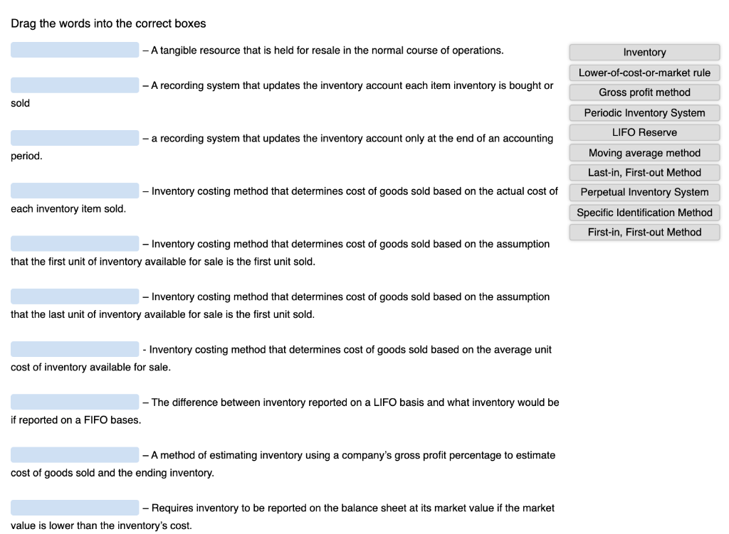  Drag the words into the correct boxes - A tangible resource