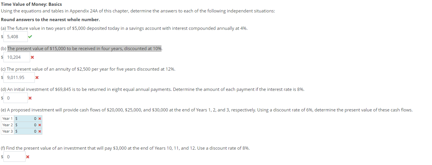 Using the equations and tables in Appendix 24A of this chapter,