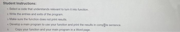  Computer programming (matlab works) Student Instructions: Select a code that understands