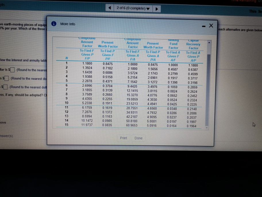 over the next five years. The estimated cash flows for each alternative