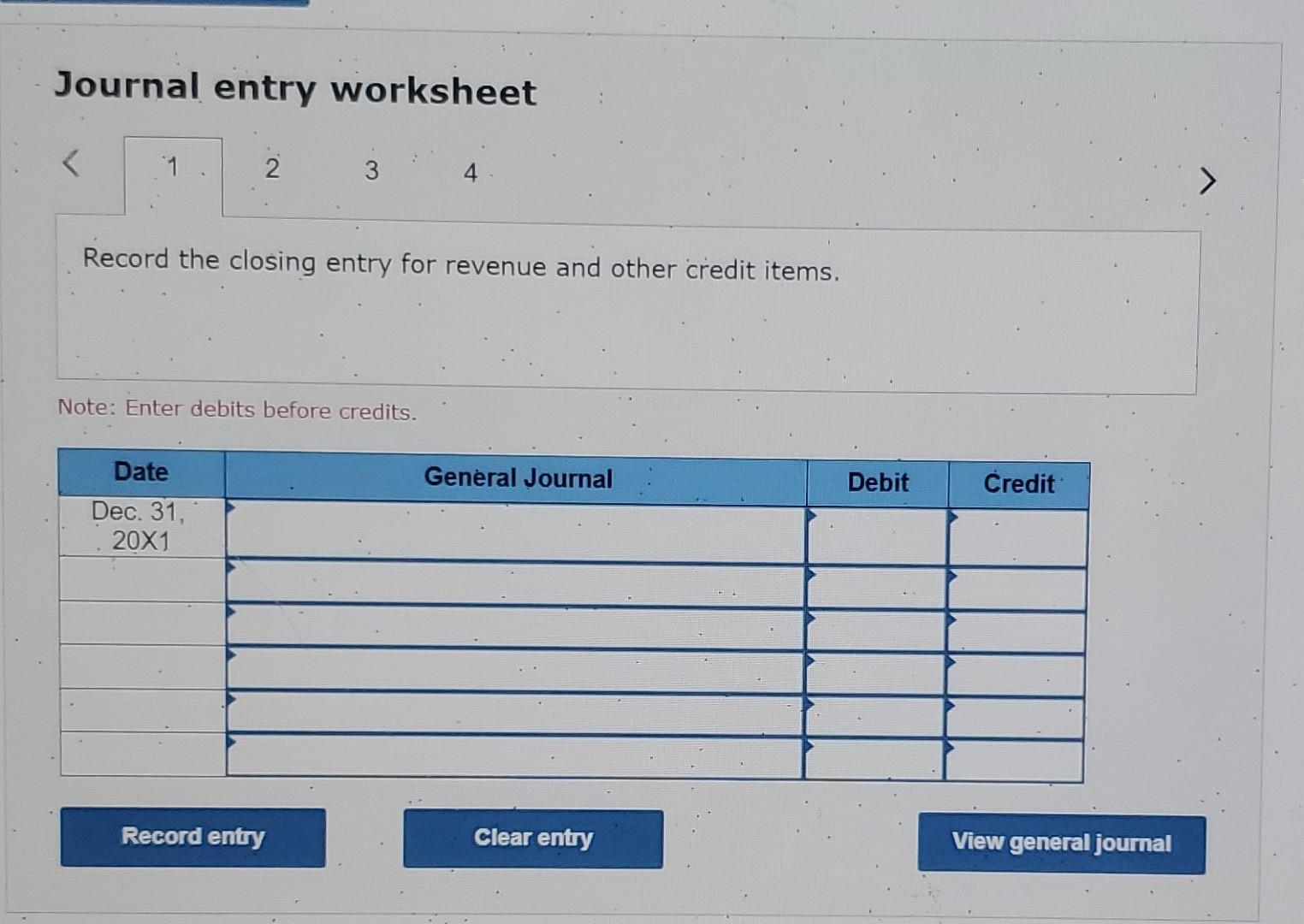 credits. Journal entry worksheet 1245 Record the adjustment entry for Accrued interest
