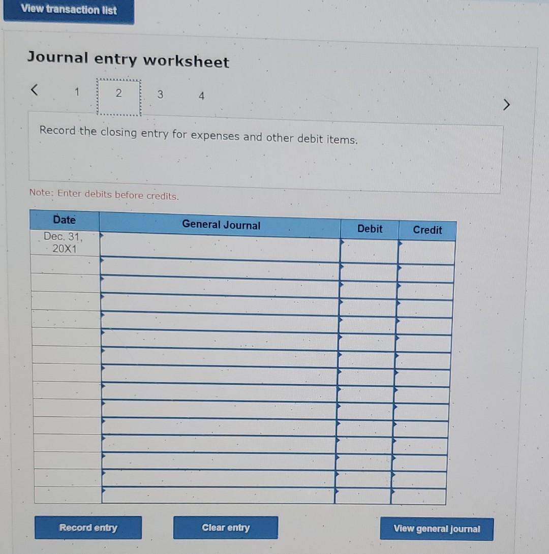 expense. Note: Enter debits before credits. Journal entry worksheet Record the adjustment