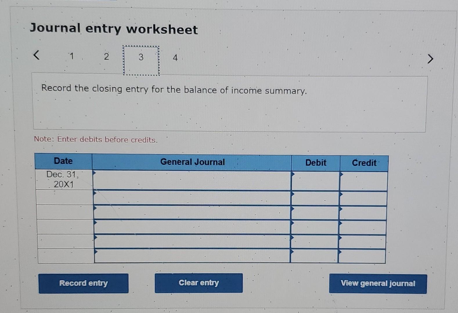 entry for ending inventory. Note: Enter debits before credits. Prepare a worksheet