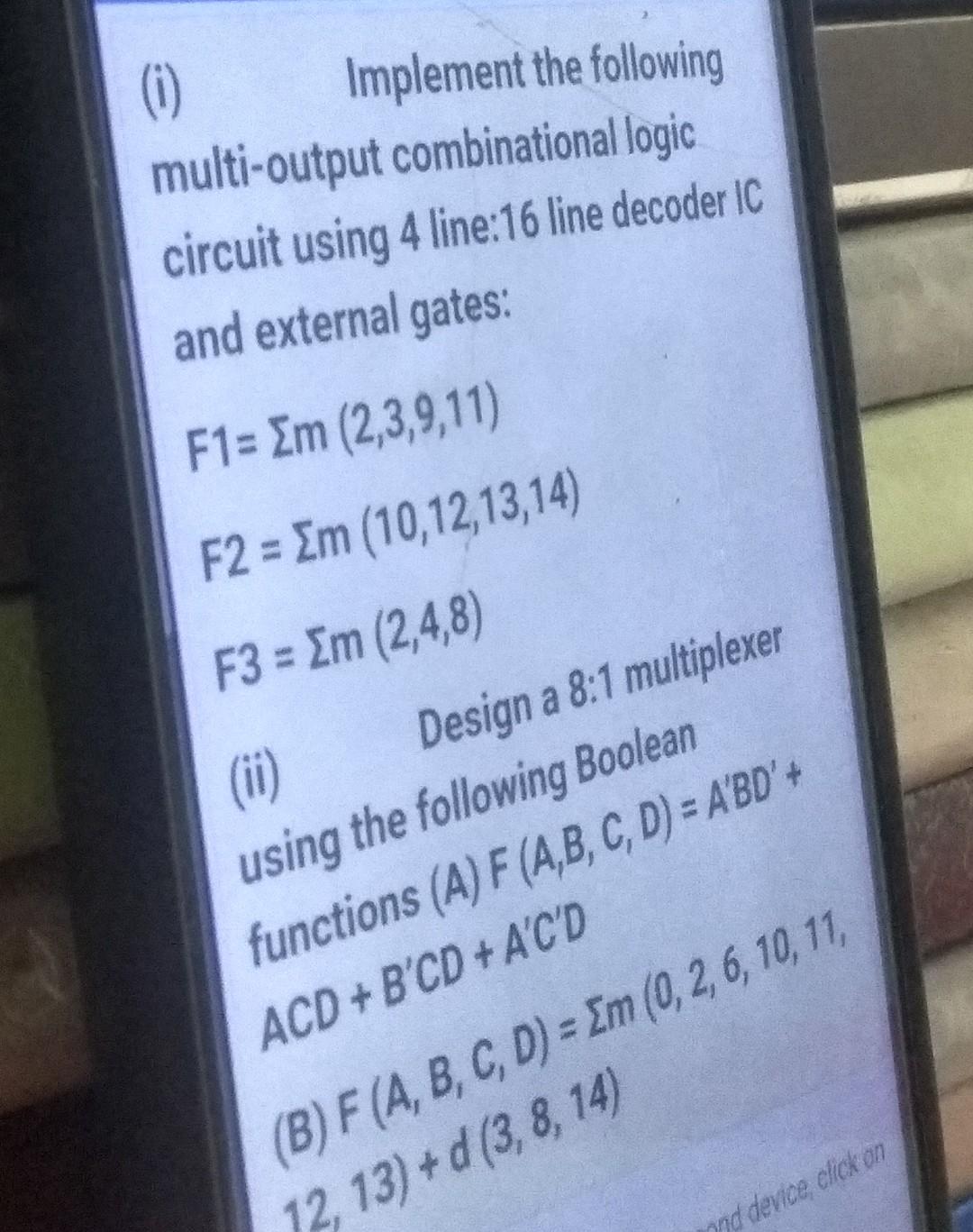 Digital Logic and Design 0 Implement the following multi-output combinational logic circuit